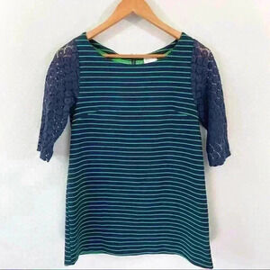Anthropologie 9-H15 STCL navy and green tunic